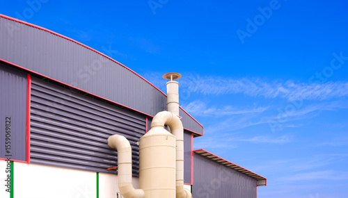Cuadro en lienzo Wet scrubber exhaust air treatment system outside of production factory building