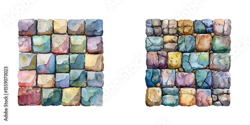 cobblestone watercolor vector illustration
