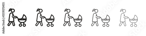 Woman with Baby Stroller icon vector design element vector eps 10
