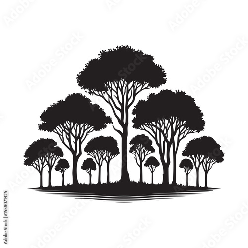 trees vector silhouette clip art design illustration collection