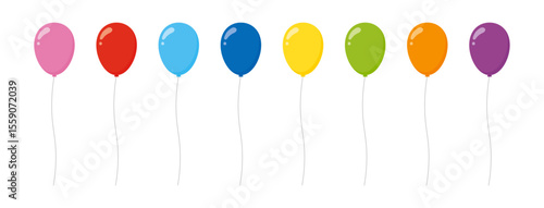 風船　カラフル　セット　シンプル　ベクター