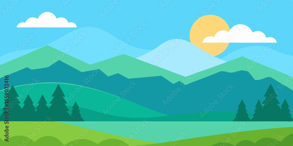 Obraz premium Flat Design Natural Landscape Background