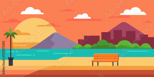 Tropical Urban Embankment Sunset View