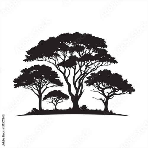 trees vector silhouette clip art design illustration collection