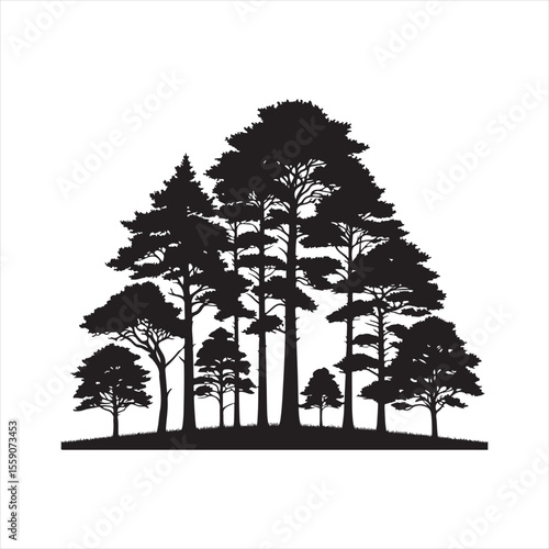 trees vector silhouette clip art design illustration collection