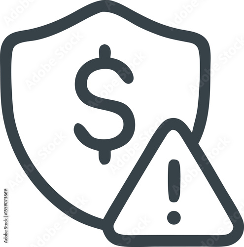 Financial risk warning with dollar sign in shield and alert icon emphasizing economic vulnerability and insecurity