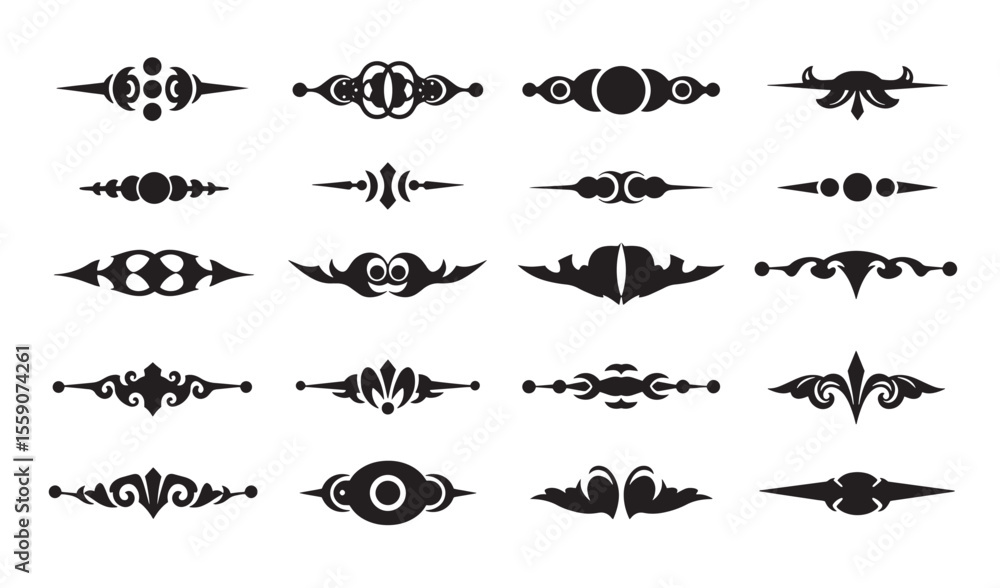 Fototapeta premium Elegant decorative dividers and page border elements black silhouette icon set