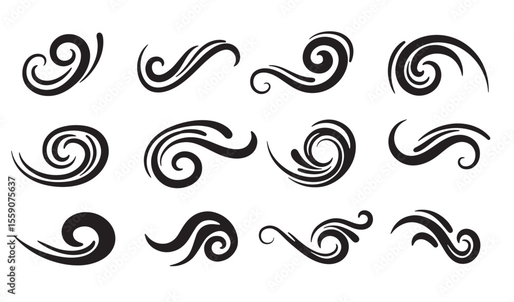Fototapeta premium Vector ornament swirls decorative design elements for graphic design and creative projects icon set