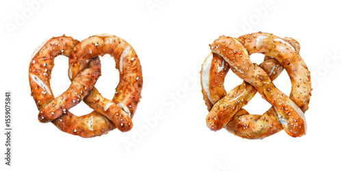 pretzel watercolor vector illustration