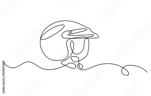 Continuous line drawing representing a motorcycle helmet. Sport Helmet Black Stroke Linear Icon. Continuous line vintage helmet line art vector illustration with background editable stroke.