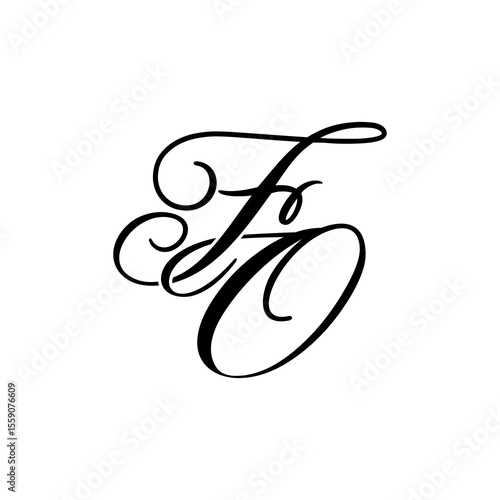 Elegant FO Monogram in Black Script – Stylish Calligraphy Initial Logo on White Background