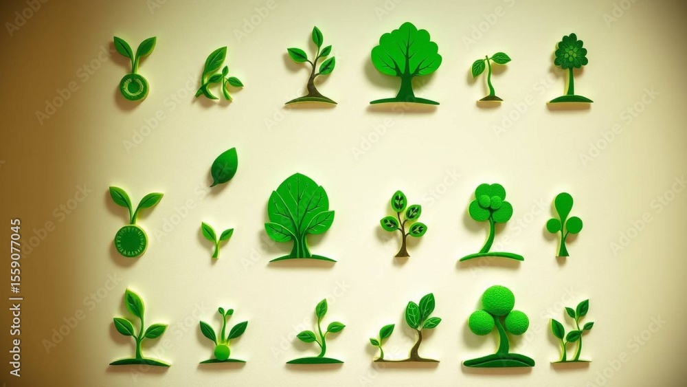 Fototapeta premium hand drawn vector illustration of a set of green leaves