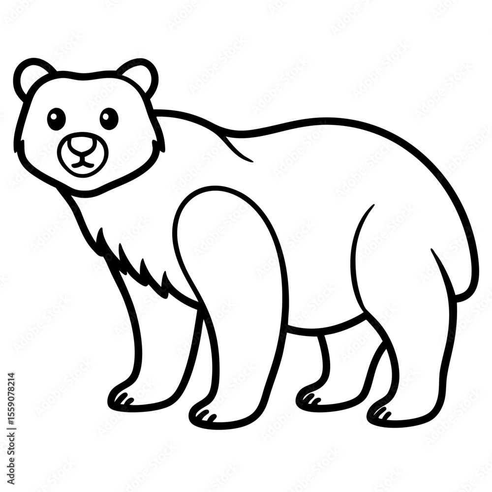 Fototapeta premium Spectacled Bear Line Vector White Ink Style