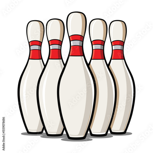 Five Bowling Pins Ready for a Strike