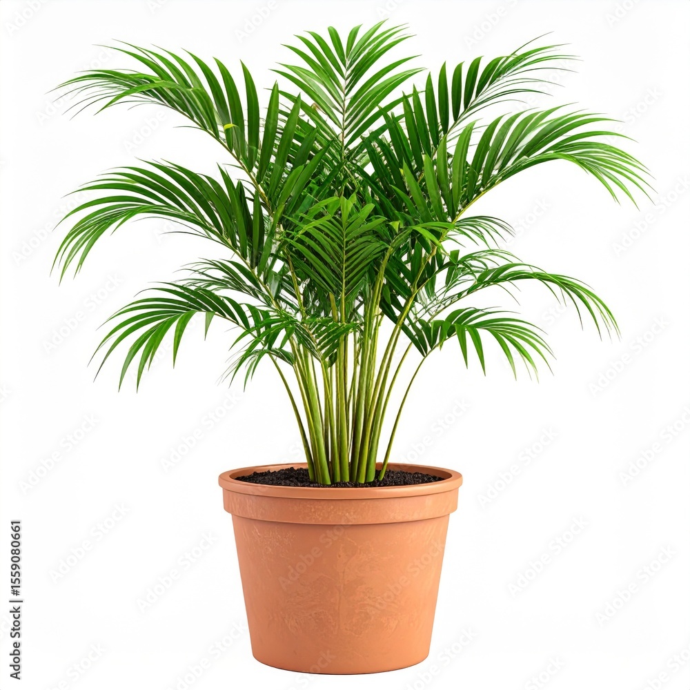 Obraz premium Lush Green Parlor Palm in Terracotta Pot