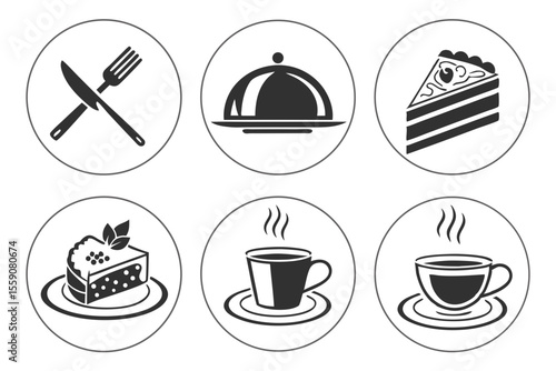 catering icon set sihouette black vector bundle