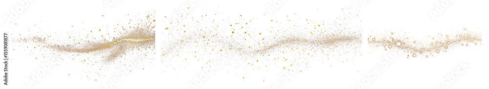 PNG Golden glitter wave pattern, element set on transparent background PNG Golden glitter wave pattern, element set on transparent background