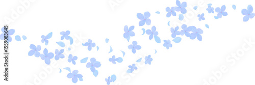 Flying hydrangea and petal element decoration season background. Botanical vector, greeting card decoration
