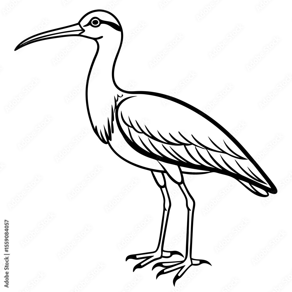 Fototapeta premium Whimbrel Bird Contour Art in Vector Style