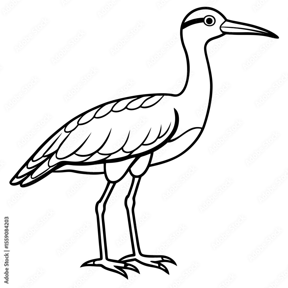Fototapeta premium Whimbrel Bird Contour Art in Vector Style