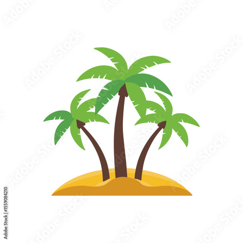 Vector tropical island palm tree vector illustration summer beach logo palm tree icon