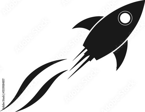 Minimalist Rocket Ship with a Clean Smoke Trail
