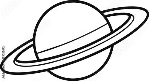 Single Line Drawing of the Planet Saturn