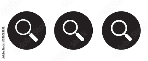 Magnifying Glass Icon set, Search Symbol in Black Circle Vector