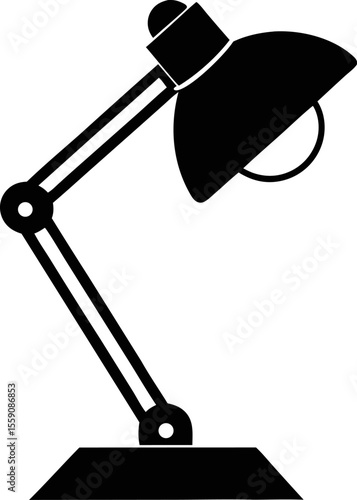 Compact Tabletop Studio Lamp Vector Illustration Black and White