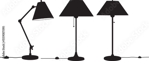 Table lamps silhouette vector illustration
