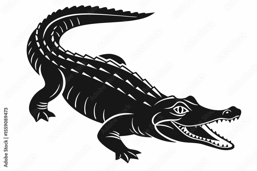 Fototapeta premium alligator sihouette black vector
