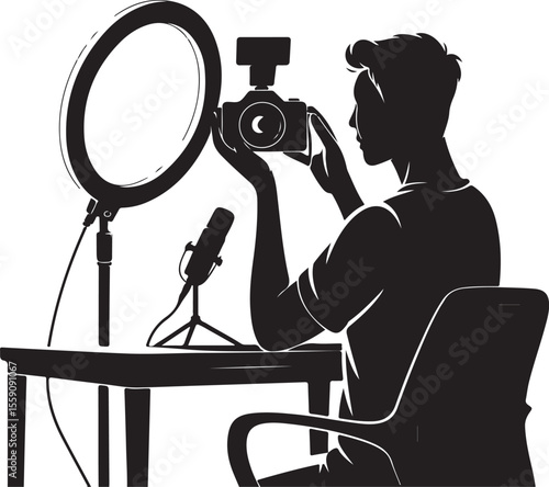 Ring Light Vlogger Silhouette SVG

