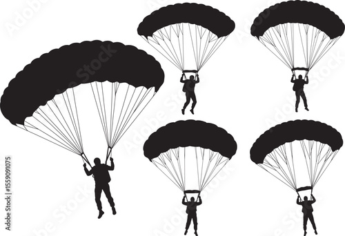 Parachute jumper silhouette vector illustration