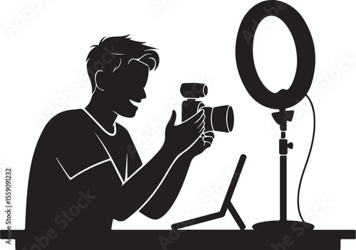 Ring Light Vlogger Silhouette SVG

