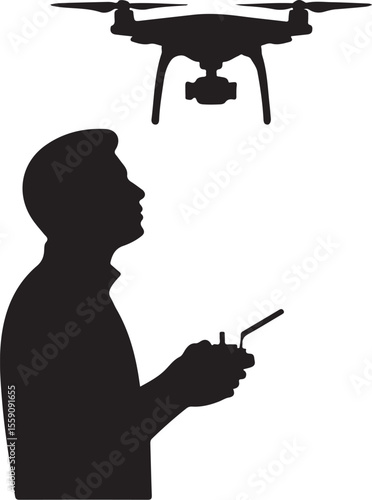 Silhouette of Drone Operator SVG


