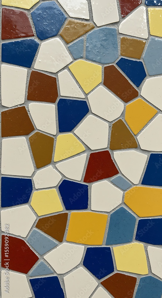 A vibrant mosaic tile pattern with irregular shapes and a retro vibe A vibrant mosaic tile pattern with irregular shapes and a retro vibe