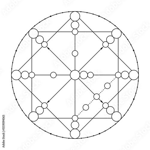 Destiny matrix template in vector. Isolated round line scheme for analysis