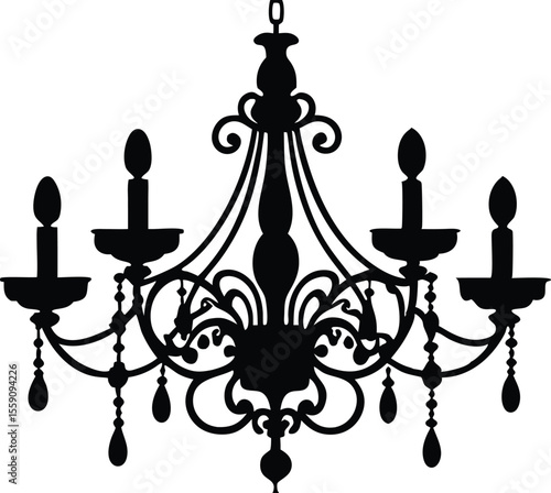 chandelier silhouette vector illustration