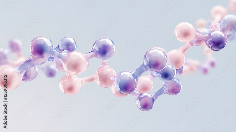 Fototapeta premium Long chain of pink and blue spheres