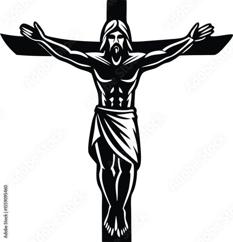 jesus christ on cross silhouette vector
