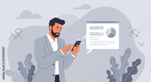 a man in a suit is looking at his phone