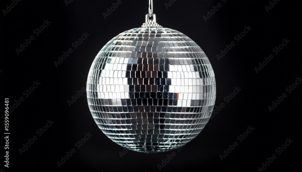 Fototapeta premium silver disco ball isolated on black background for party and nightclub decoration