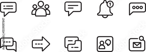 Communication Icons Messaging, Notification, and Group Chat Symbols
