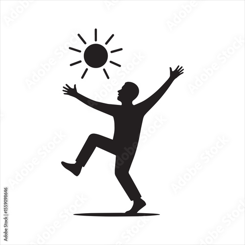 Transparent PNG available
Silhouette man celebrates under the sun vector illustration