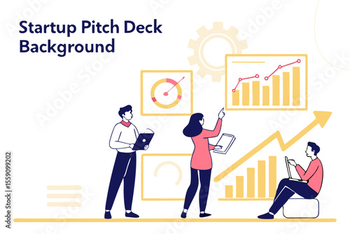 Creative Startup Pitch Deck Background With Vector People Illustration
