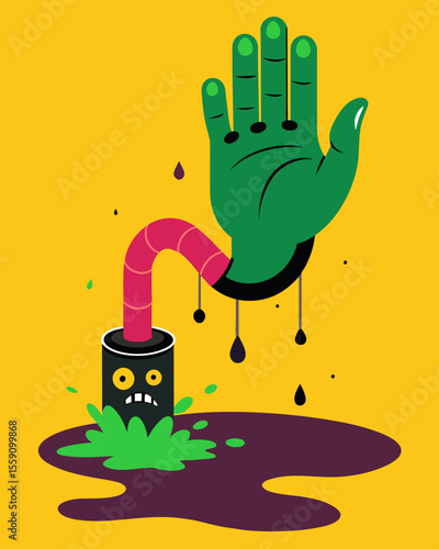 Like a leech the toxic hand latches onto the recipient draining them of their energy and positivity.. Vector illustration