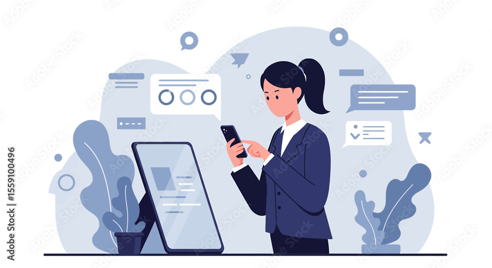 a woman in a suit is using a cell a woman in a suit is using a cell