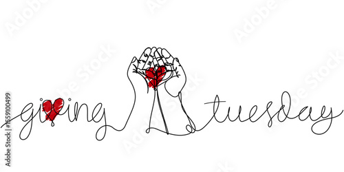 Giving Tuesday Handwritten Lettering Charity & Donation Vector Illustration