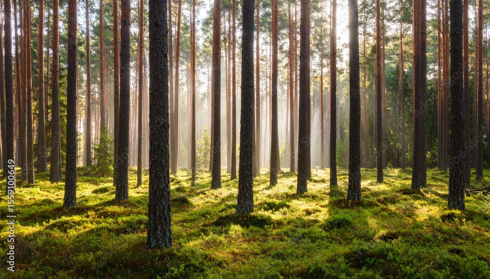 Fototapeta premium Sunlight Forest's Serene View