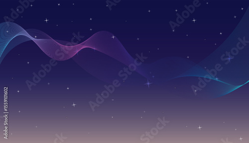 Abstract gradient pink purple dark line wave particles background. bubbles bright light vector on technology background.